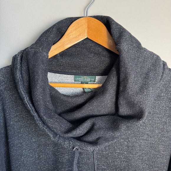 LRL Lauren Jeans Long Sleeve XL Cowl‎ Neck Women's Pullover Sweatshirt Black - Picture 5 of 14